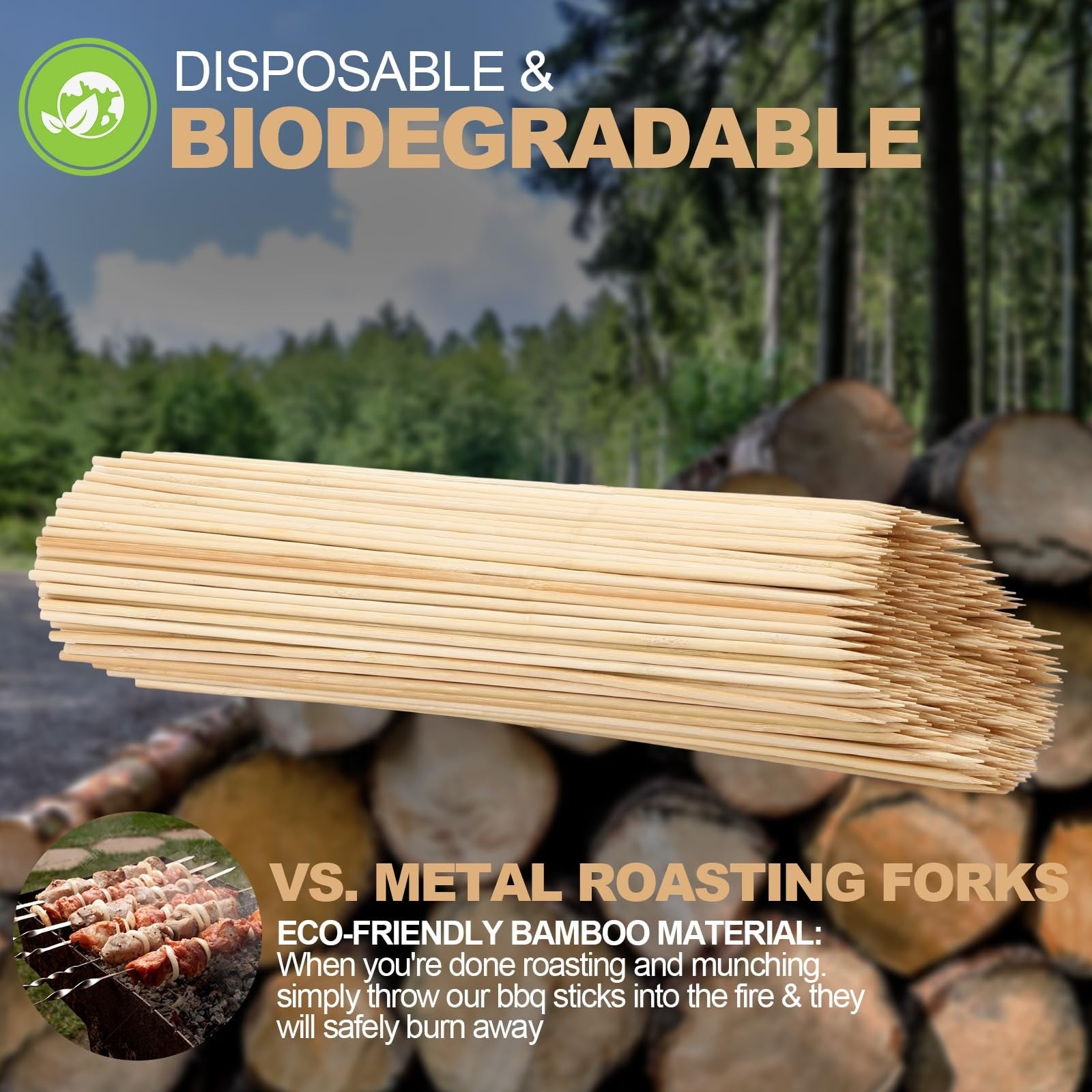 Suclain 500-pack marshmallow roasting sticks, 17.5 inches long, 5mm thick, ideal for s'mores and outdoor campfires.