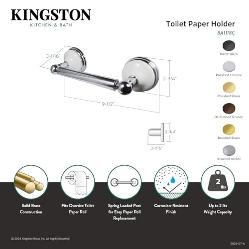 Kingston Brass Victorian toilet paper holder in oil rubbed bronze with ornate design and mounting hardware visible.