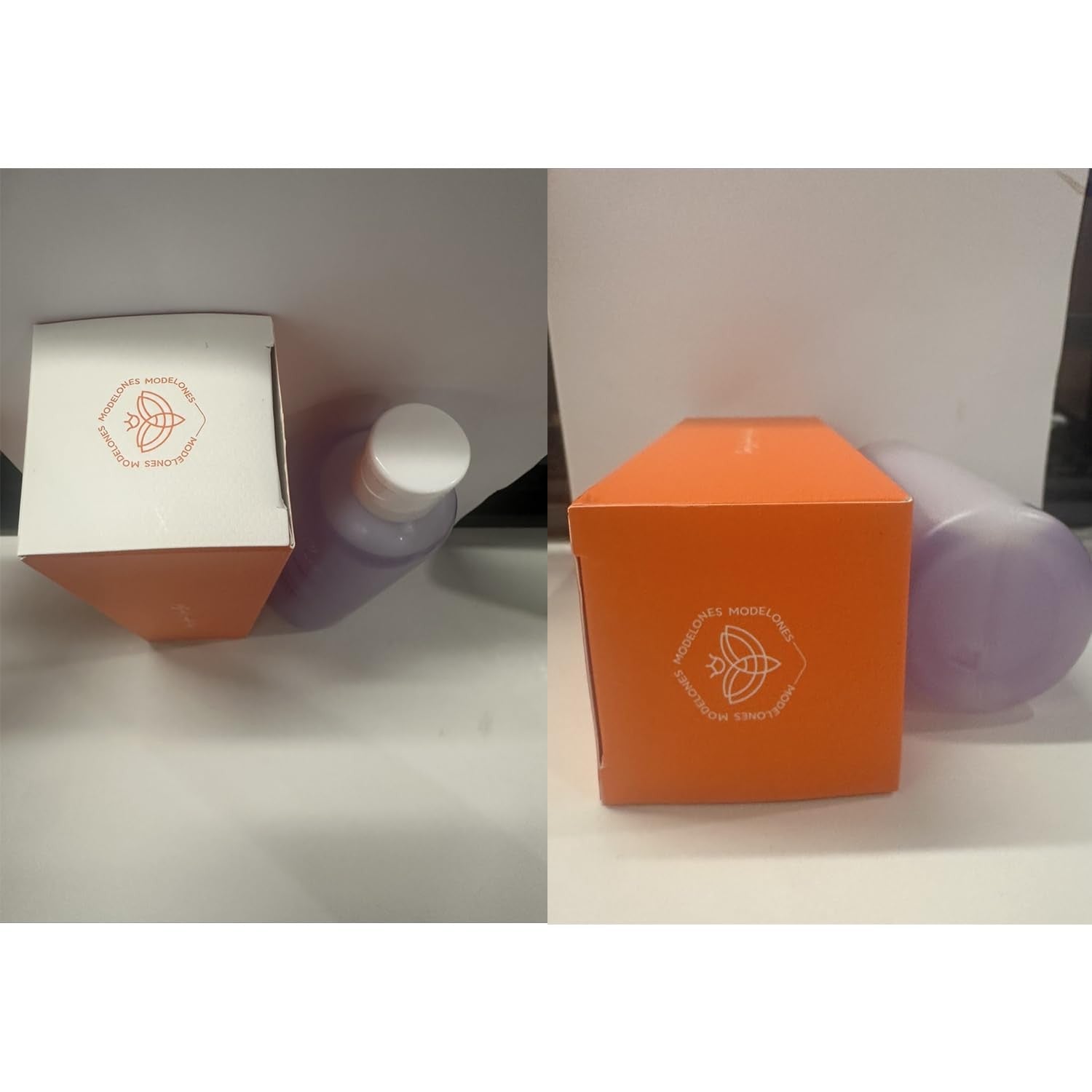 Unbranded orange sky-themed nail polish remover bottle containing acetone for nail polish removal, shown on a white background.
