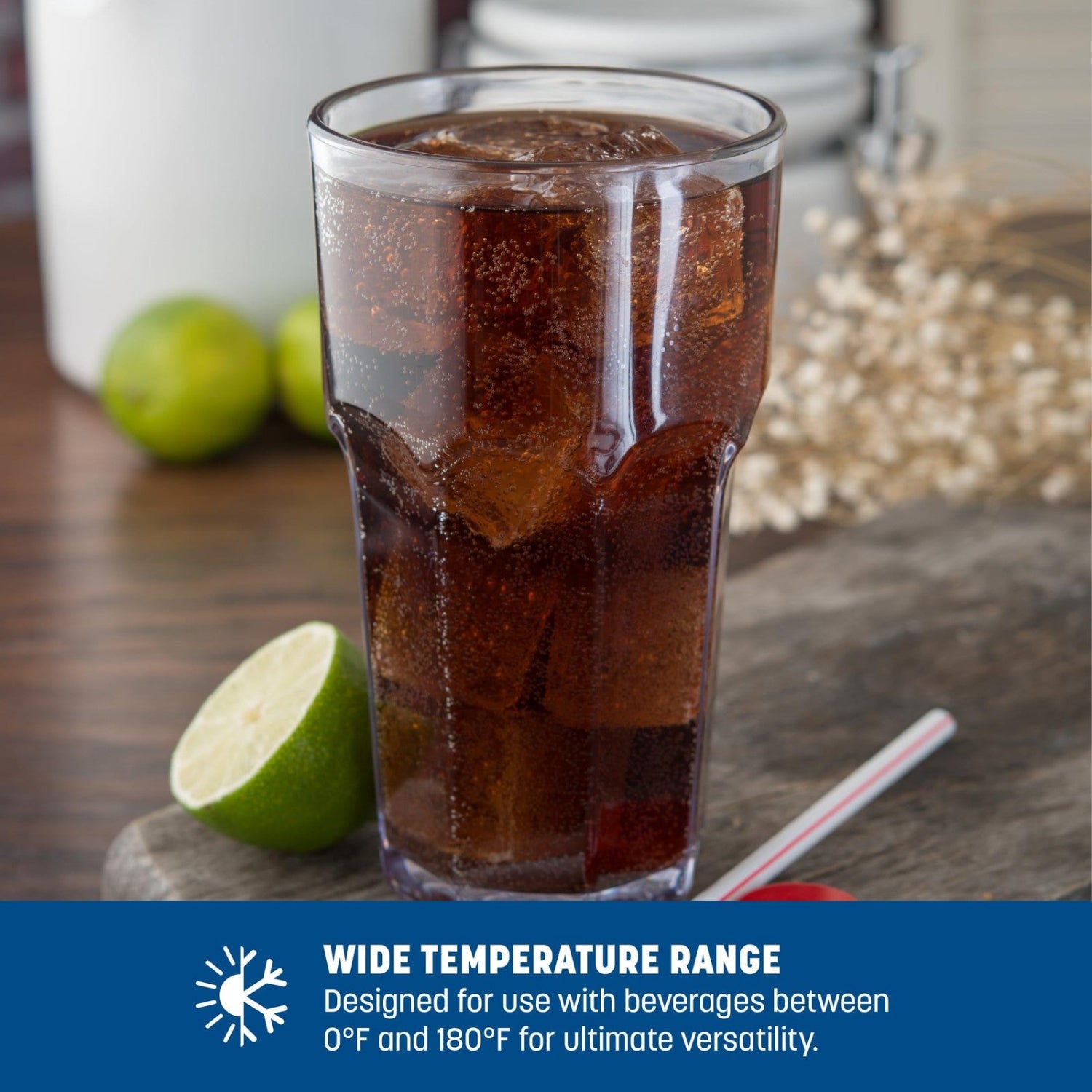 Carlisle Foodservice Products Louis tall tumbler for restaurant and catering use, clear plastic beverage glass with a smooth rim