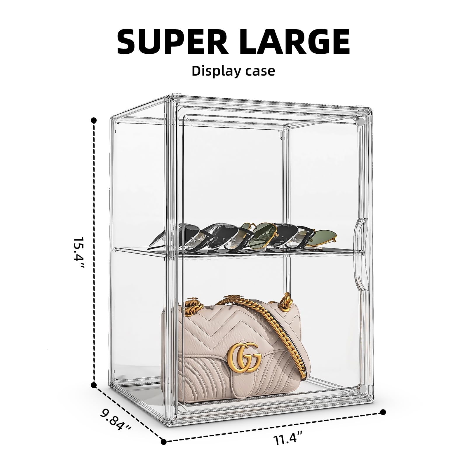 MSHOMELY purse storage organizer set with three clear fabric handbags for closet organization and handbag protection.