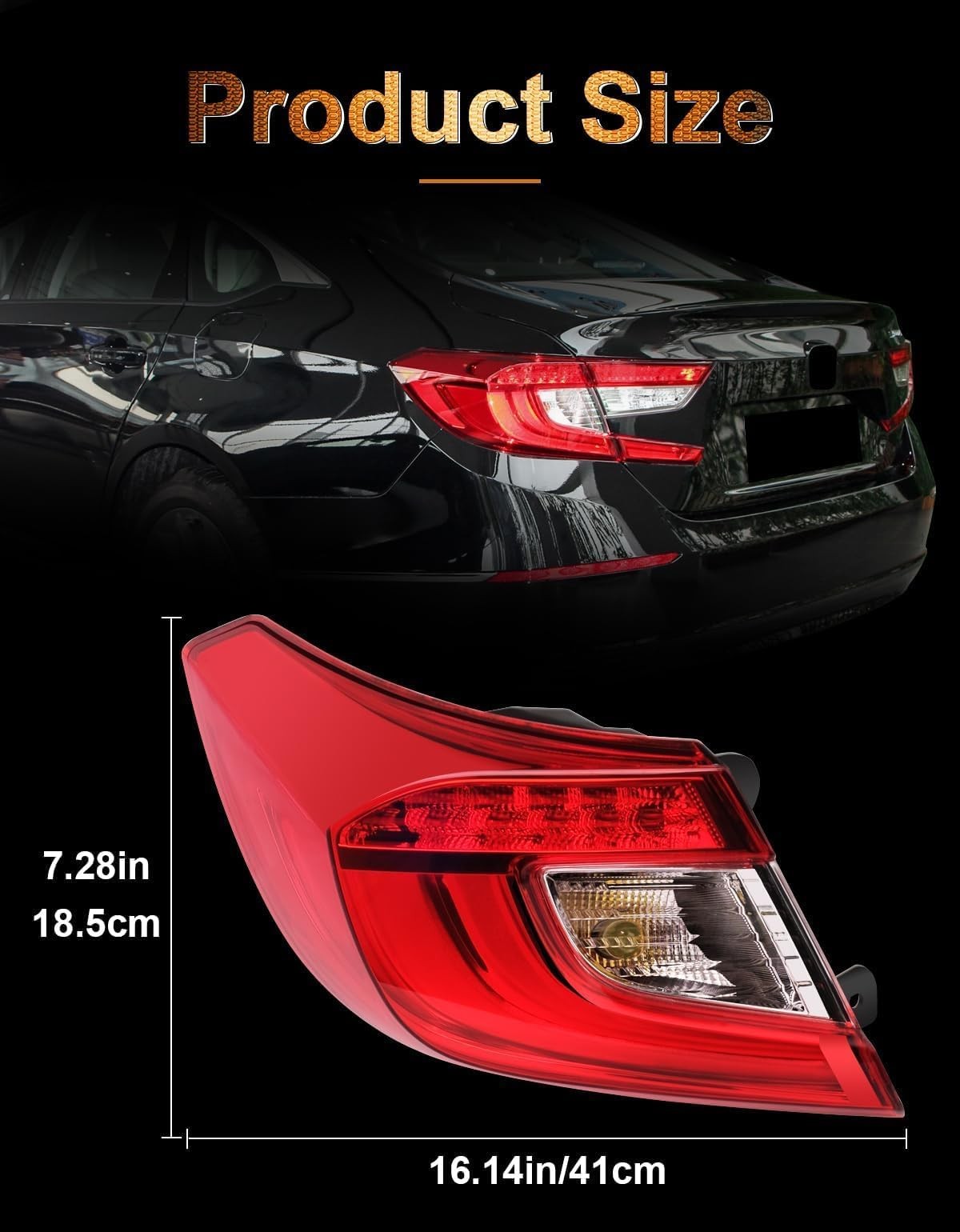 Pinkomoto driver side tail light assembly for Honda Accord 2018-2019, showing the pink and clear lens design.