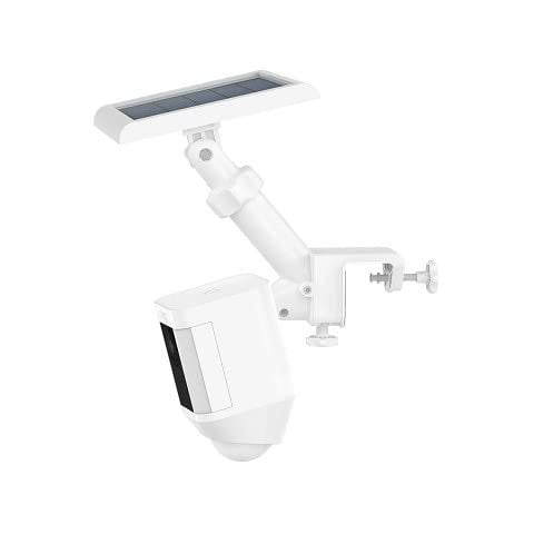 White Ring gutter mount for cameras and solar panels, showing the circular mounting bracket attached to a roof gutter.