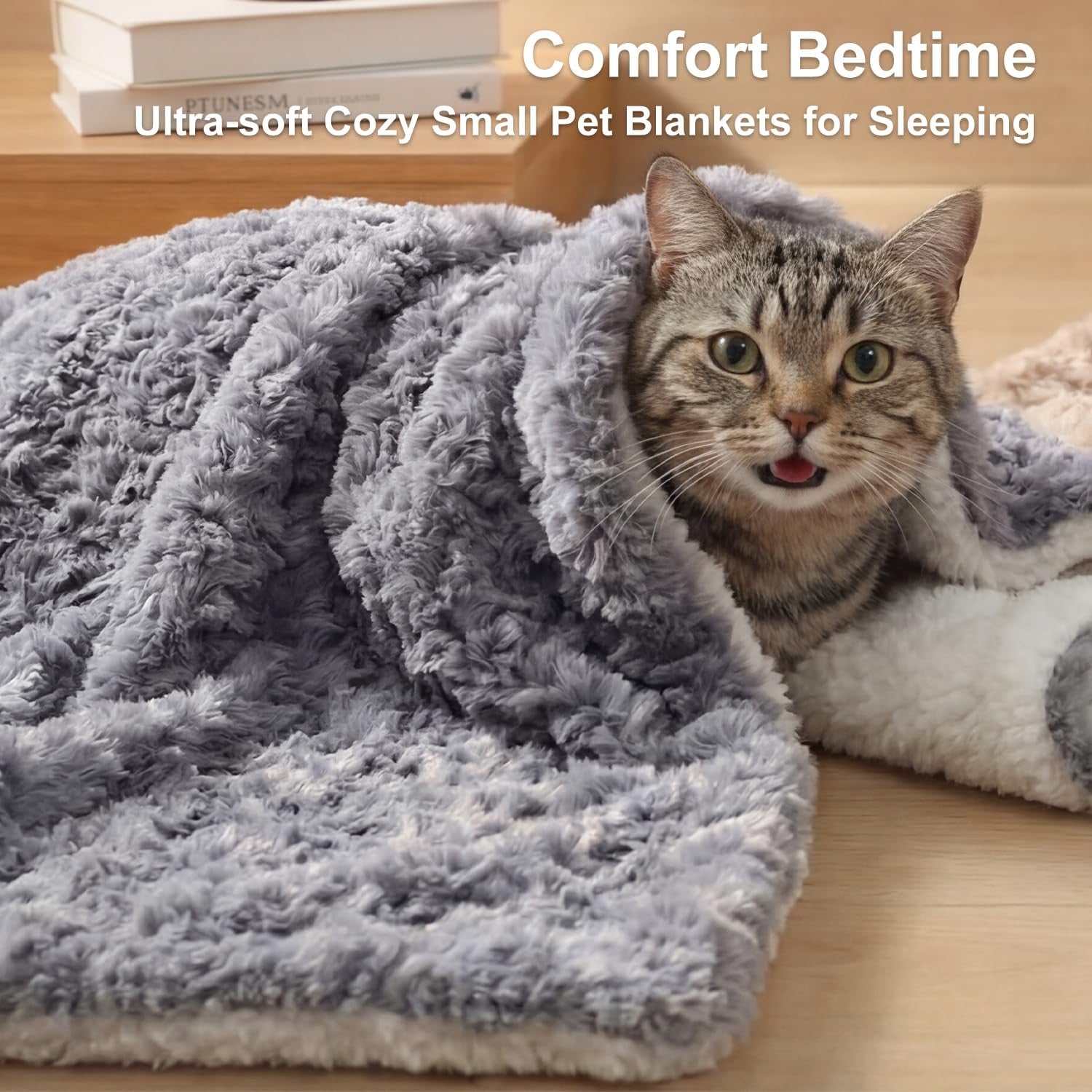 Ultra-soft plush cat blanket by NODARKO, cozy and washable small blanket ideal for indoor cats.