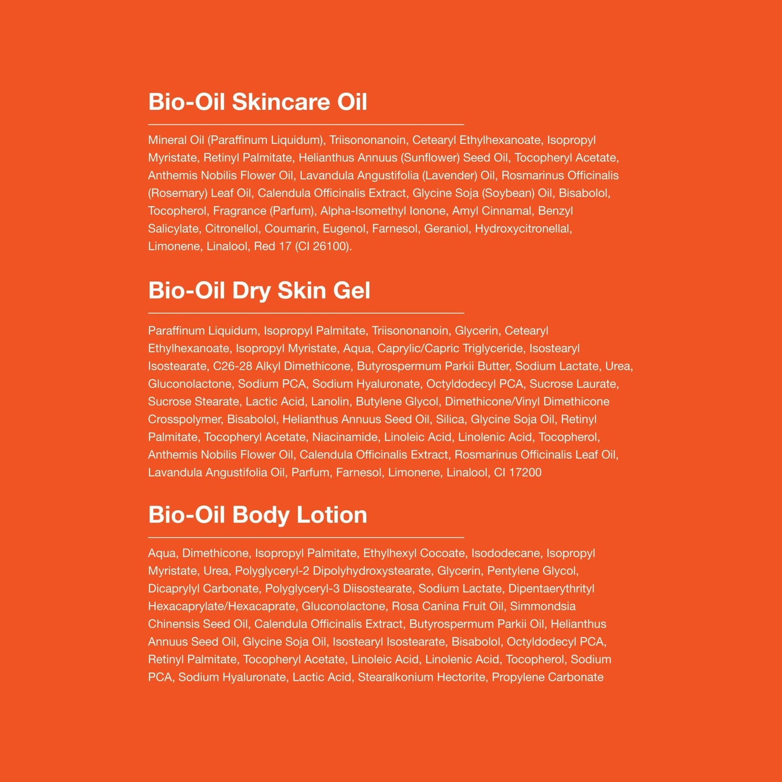 Bio-Oil skincare set with three travel-sized bottles for scars, stretch marks, and dry skin, featuring the Bio-Oil brand.
