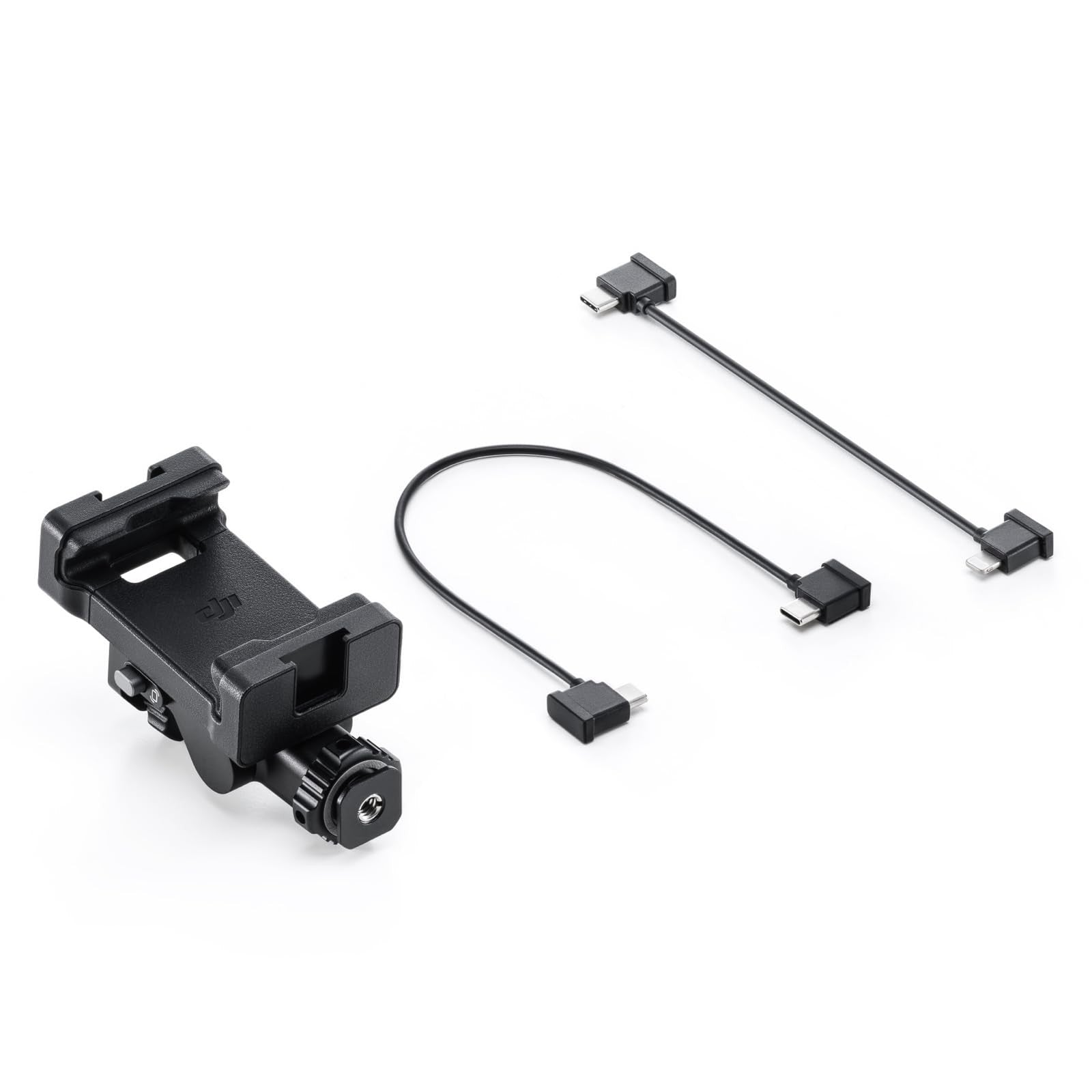 DJI SDR Transmission Phone Holder Kit showing a smartphone securely mounted with adjustable grip for drone video streaming.