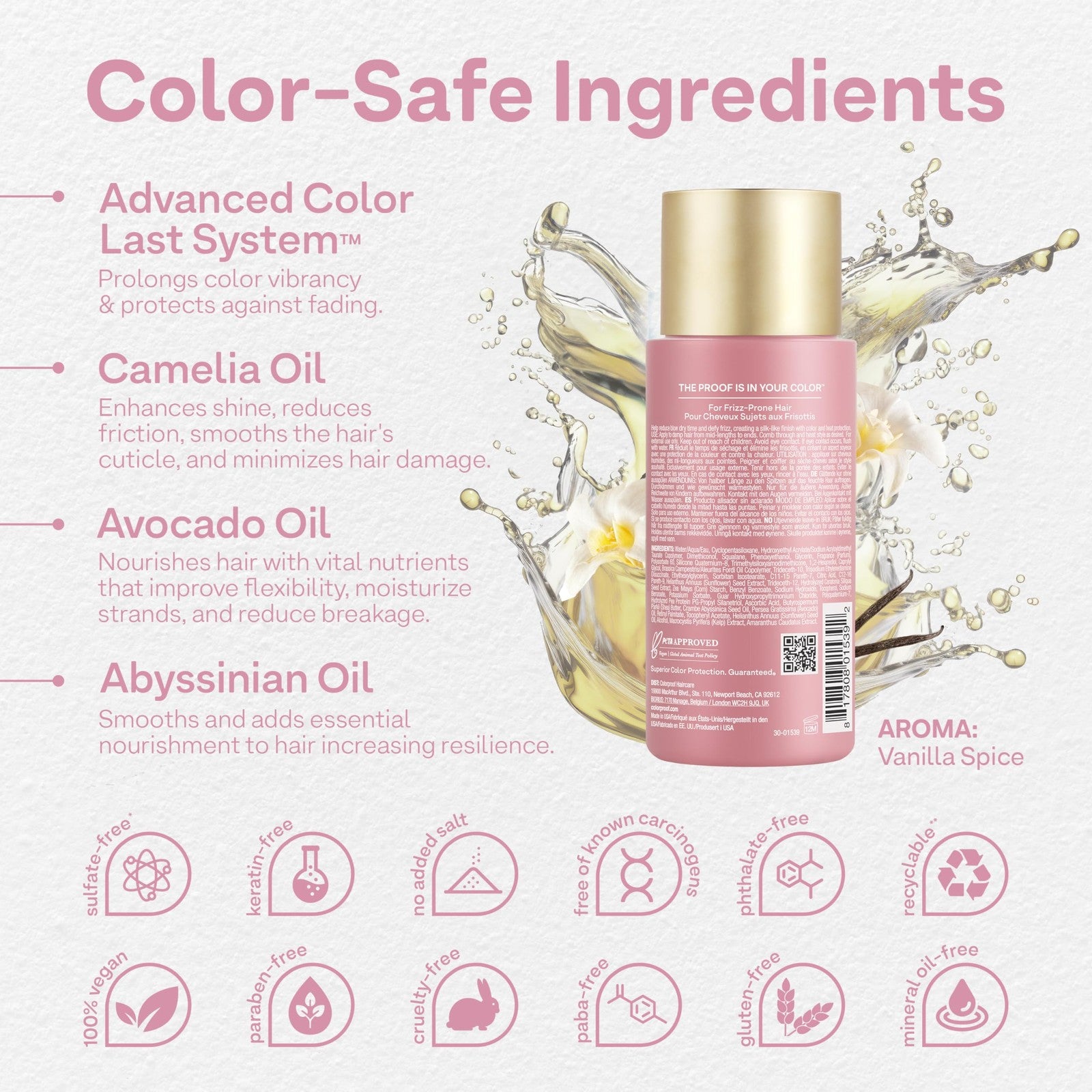 ColorProof Plush Locks Leave-in Smooth Lotion for anti-frizz, damage protection, and sleek, shiny hair.