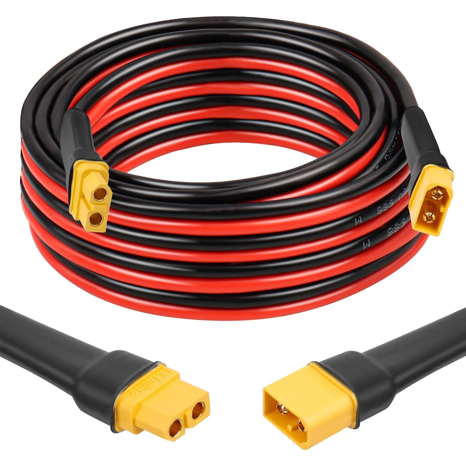 XRDS-RF 15FT XT60 extension cable with 10AWG tinned copper wire, XT60 male to female connector for RC and drone use