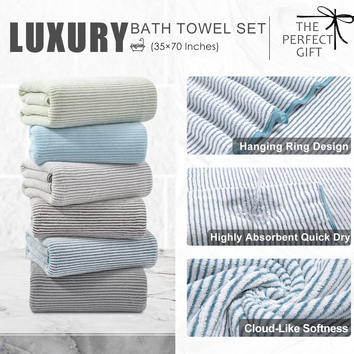 Jessy Home 8-piece bathroom towel set with two large bath sheets and two hand towels in soft, absorbent fabric, white color.