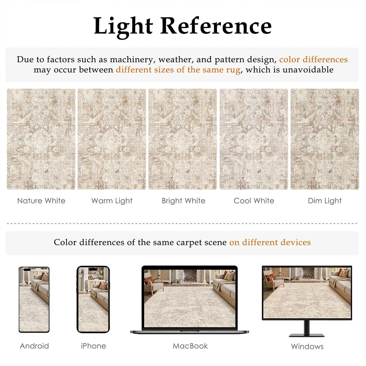 WondRg 4x6 beige washable area rug with soft, neutral design, non-slip backing, ideal for living rooms or bedrooms.