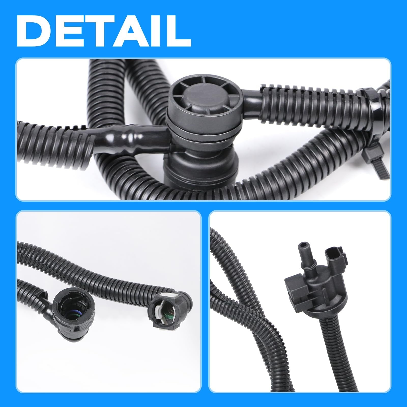 Hoiedt vapor canister purge valve for 2017-2020 Ford Fusion 1.5L engine, showing the black plastic valve with hoses attached.