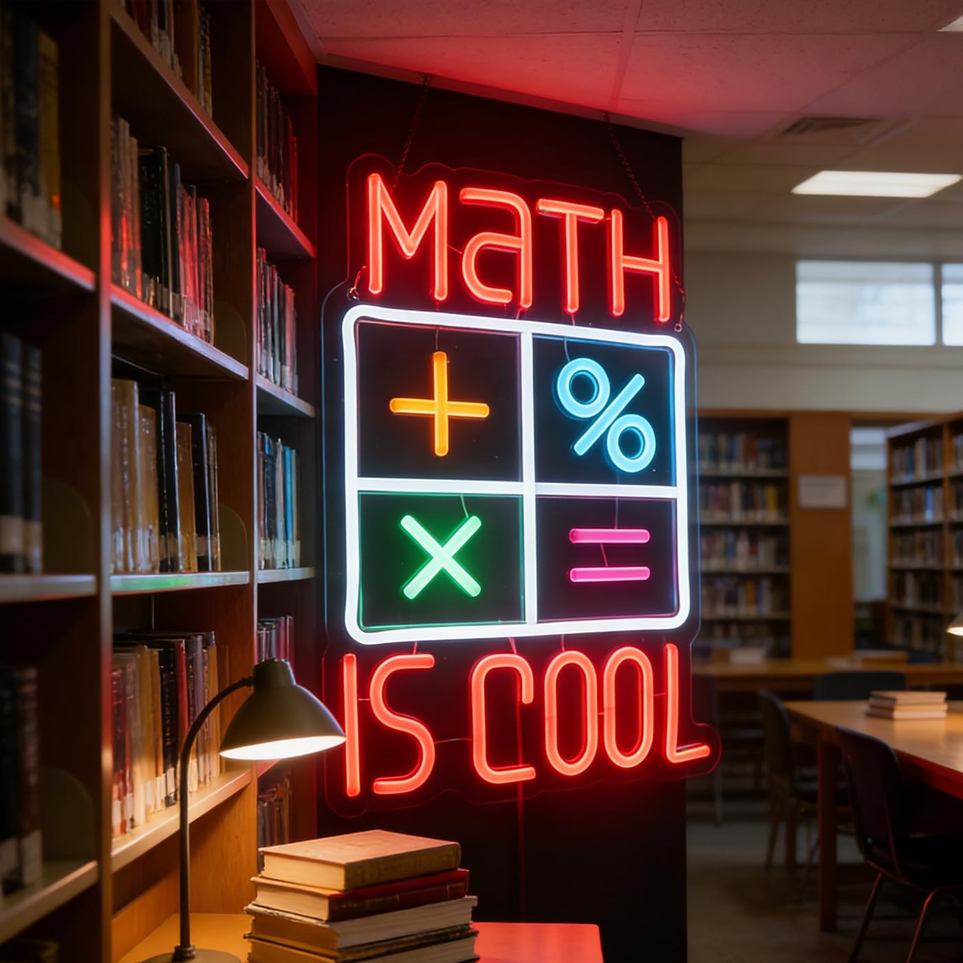 Nordstylee Math Is Cool neon sign for math lovers, featuring LED light design ideal for classrooms or bookish decor.