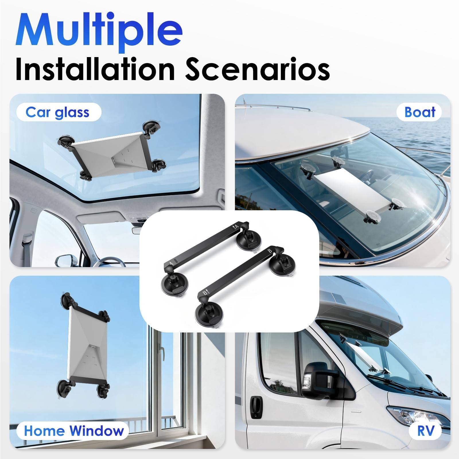 UBeesize Starlink Mini Mount with suction cup for car window sunroof bracket, shown attached to vehicle window.
