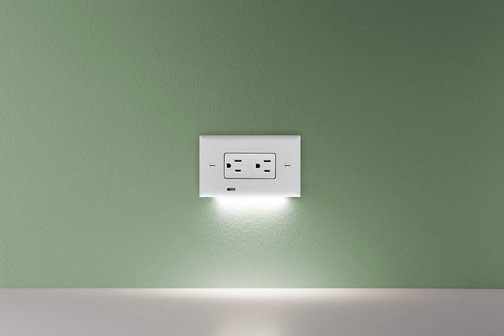 SnapPower GuideLight Plus white LED night light wall plate 2-pack for GFCI outlets horizontal design