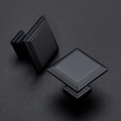 Ravinte 30-pack matte black square cabinet knobs and drawer pulls, 1-3/16 inch hardware for kitchen or bathroom cabinets