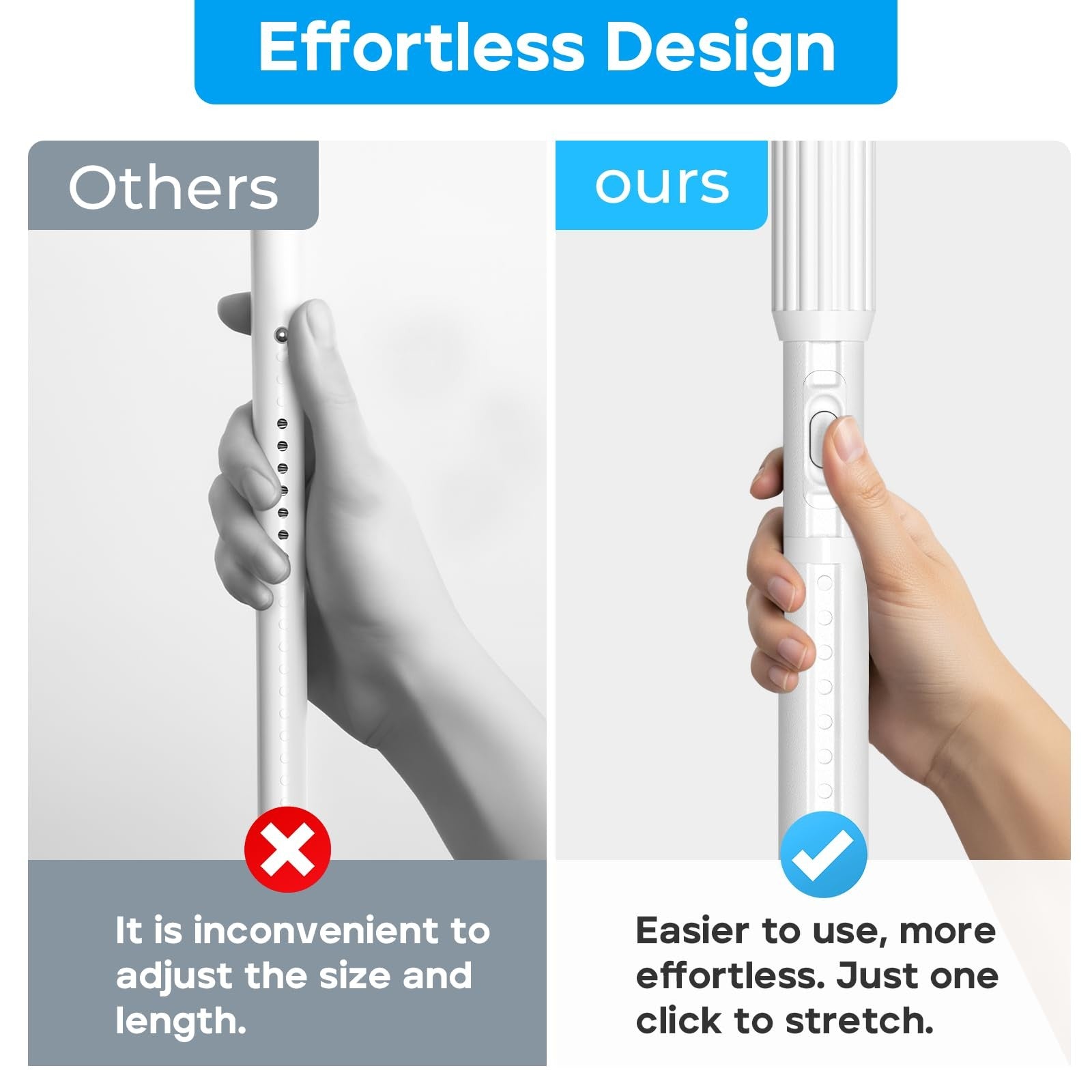 White Zipglo tension curtain rod in a bathroom setting, adjustable from 40 to 185 inches, for shower or window use.