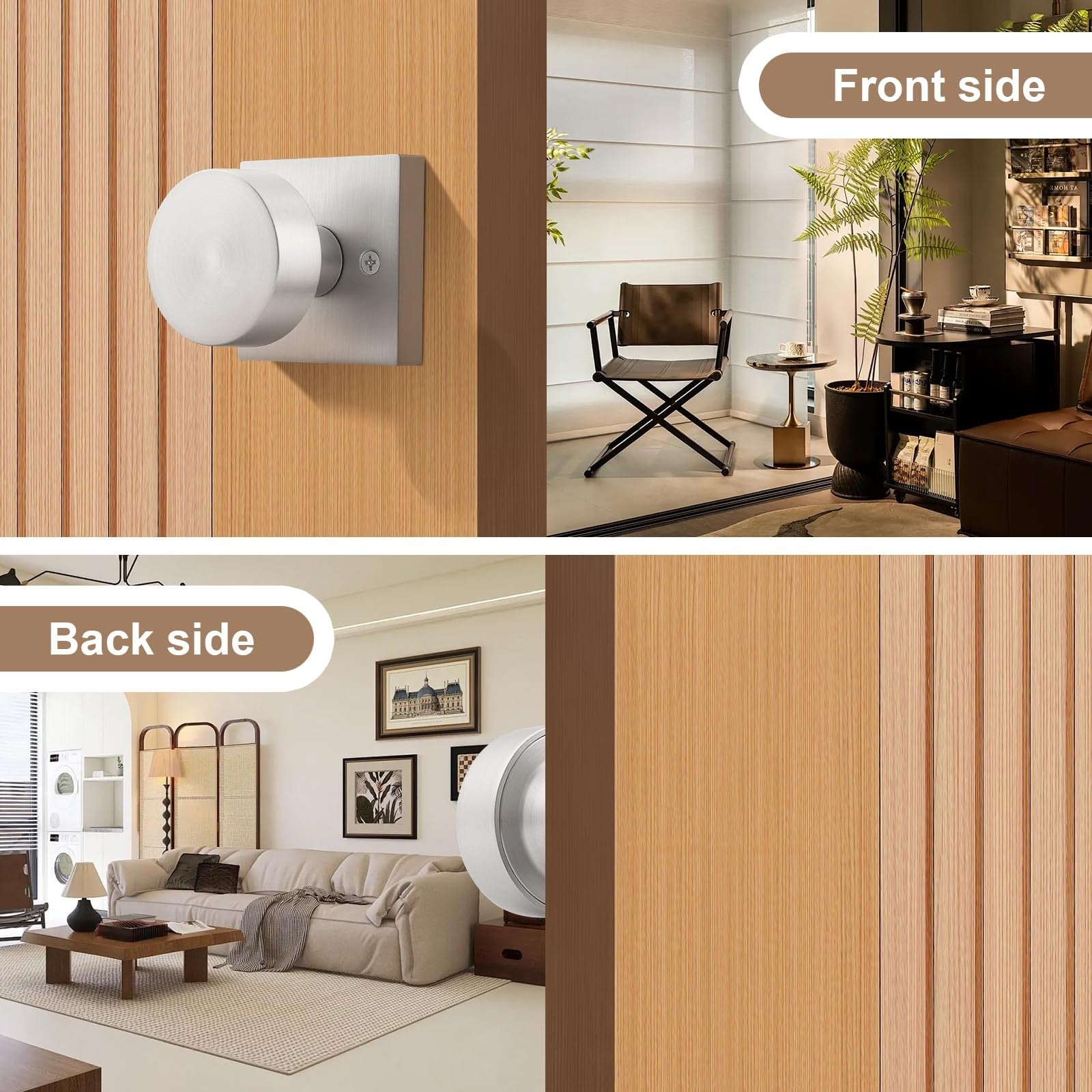 Probrico brushed nickel dummy square door knobs 2-pack for interior doors, showing sleek modern design and matte finish.