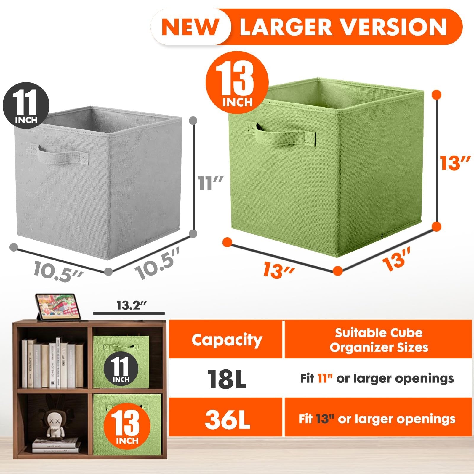 ShellKingdom fabric storage bin with foldable design, soft cloth material, and sturdy structure for organization in drawers or shelves.