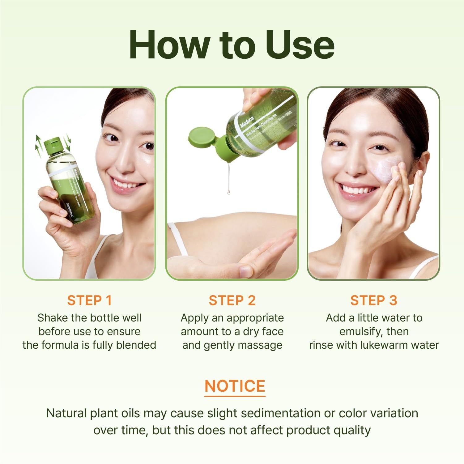 CENTELLIAN 24 Madeca Matcha Cleansing Oil bottle with two-tone TECA and Jeju Mat design, 6.76 fl oz, on a white background.