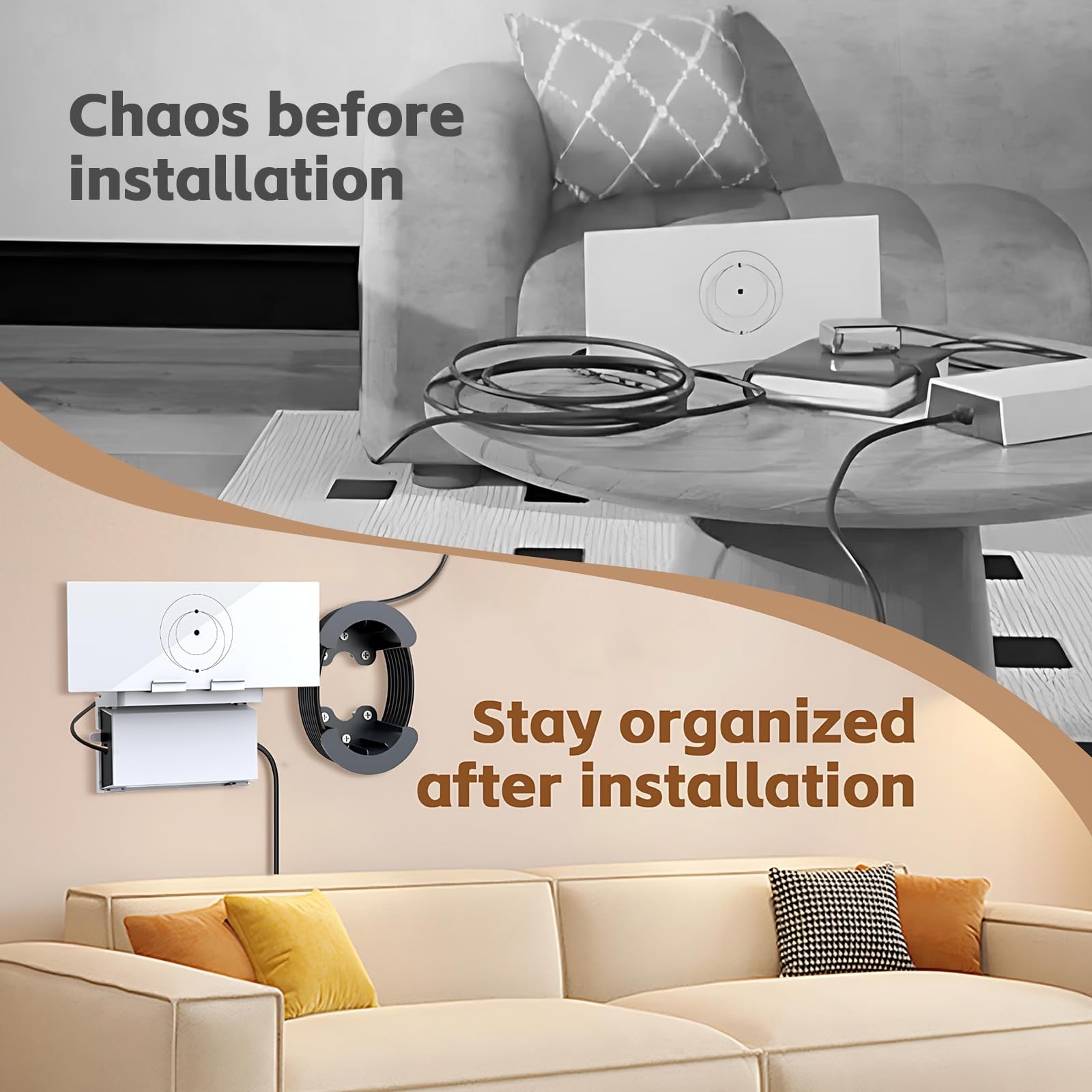 UBeesize Starlink Mount for Standard Gen 3 Router, wall mount with cable caddy, securely holds and organizes router cables.
