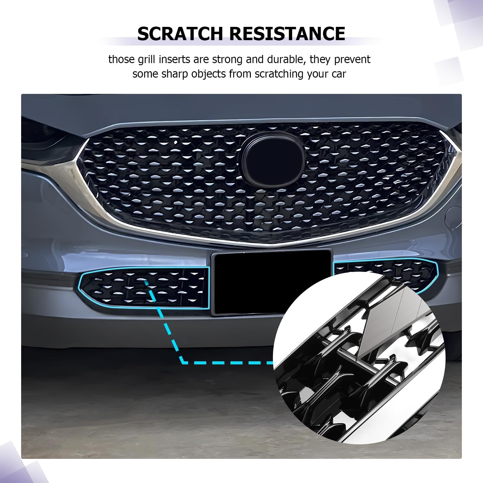 LUWU front grill mesh for Mazda CX-30, 2020-2026, showing the black metal mesh design for the car's front grille area.
