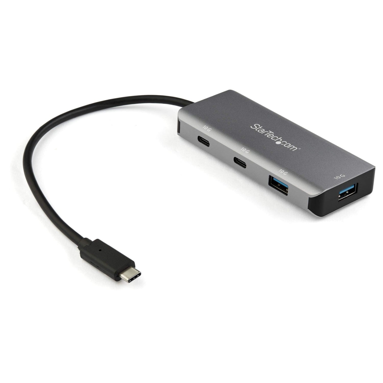 StarTech.com 4-Port USB-C hub with two USB-A and two USB-C ports, supporting 10Gbps data transfer speed.