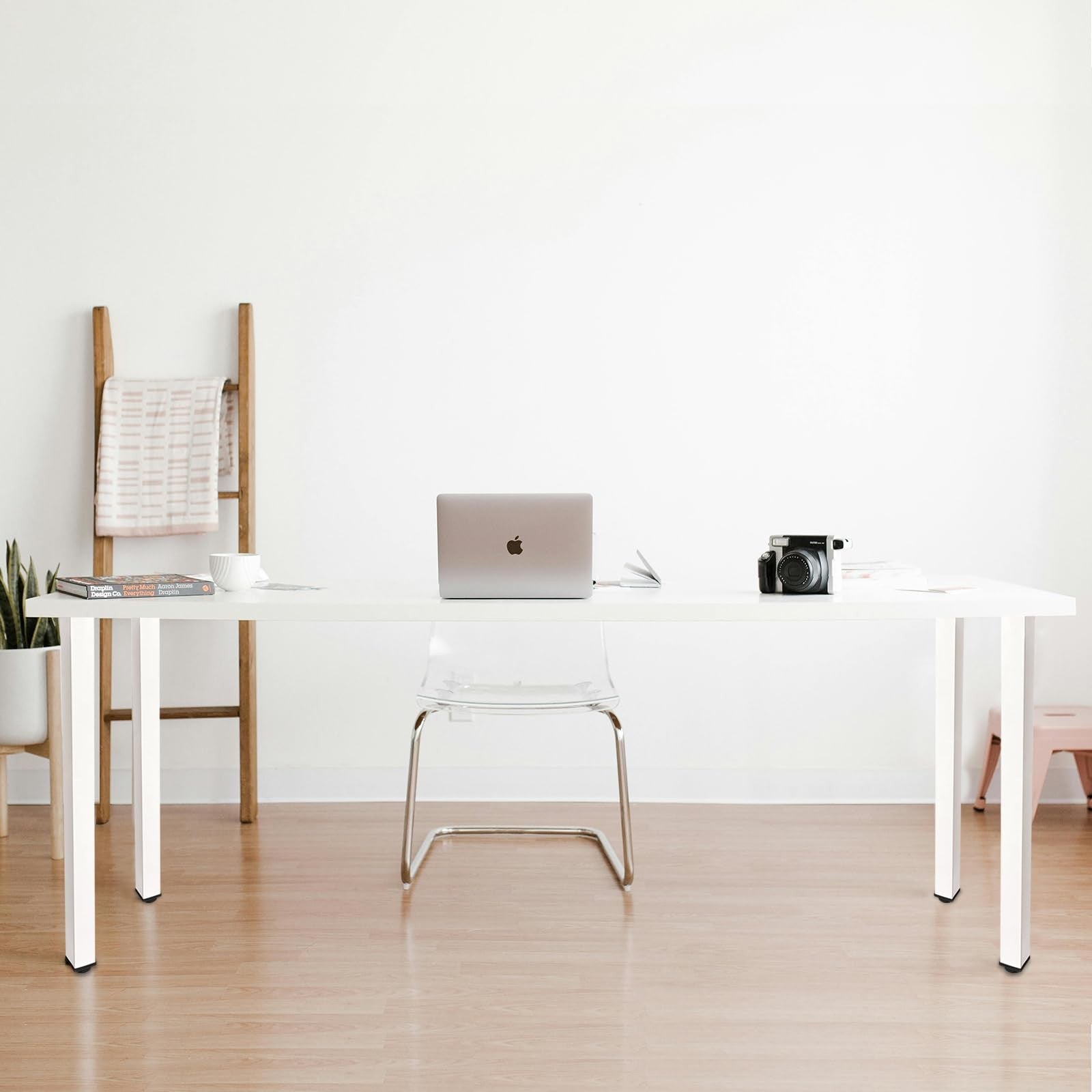 Qlly 28-inch adjustable metal desk legs with square design, suitable for office tables and furniture assembly.