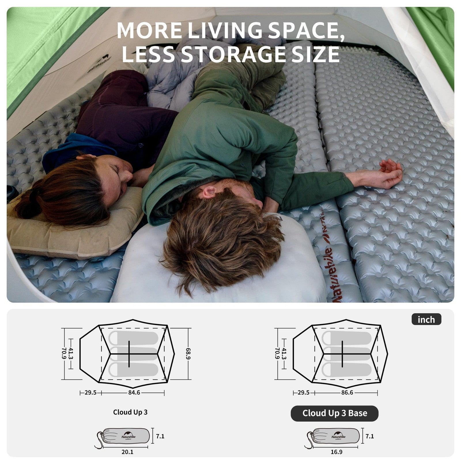 Naturehike Cloud Up 3-person backpacking tent footprint, durable ground cover for 3-season camping and outdoor adventures.