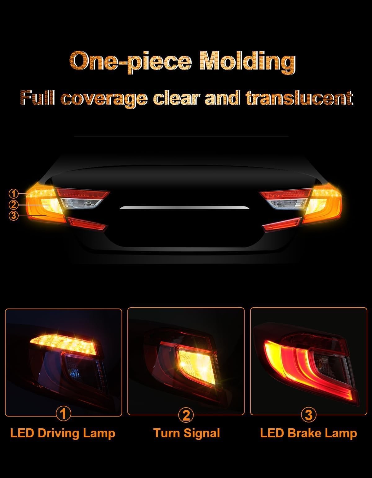 Pinkomoto driver side tail light assembly for Honda Accord 2018-2019, showing the pink and red lens with mounting details.