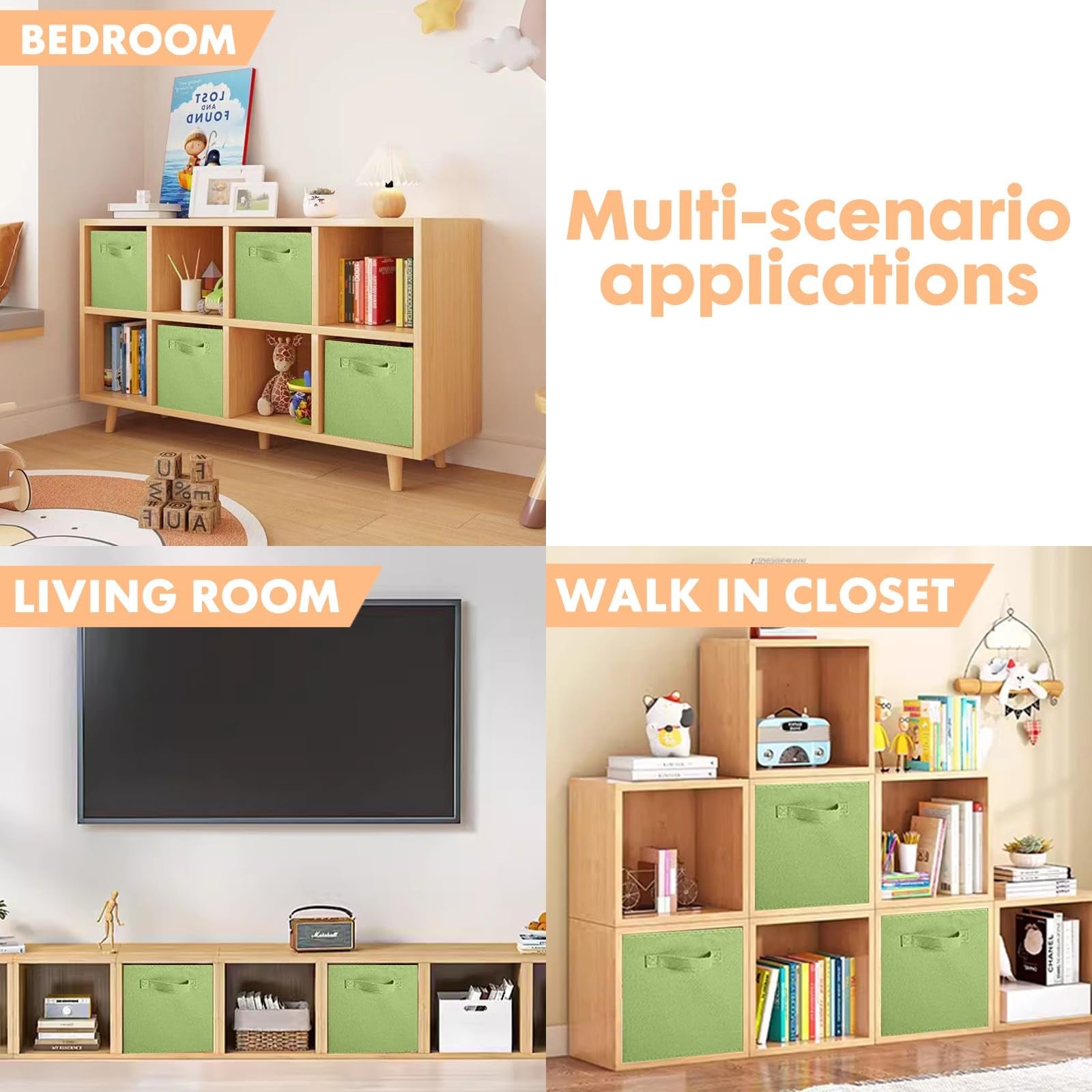 ShellKingdom foldable fabric storage bins with cloth organizer drawers, ideal for tidy and stylish home organization.