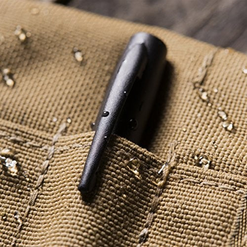 Rite in the Rain weatherproof 3x5 top spiral notebook kit with tan CORDURA cover and pen, suitable for outdoor note-taking.