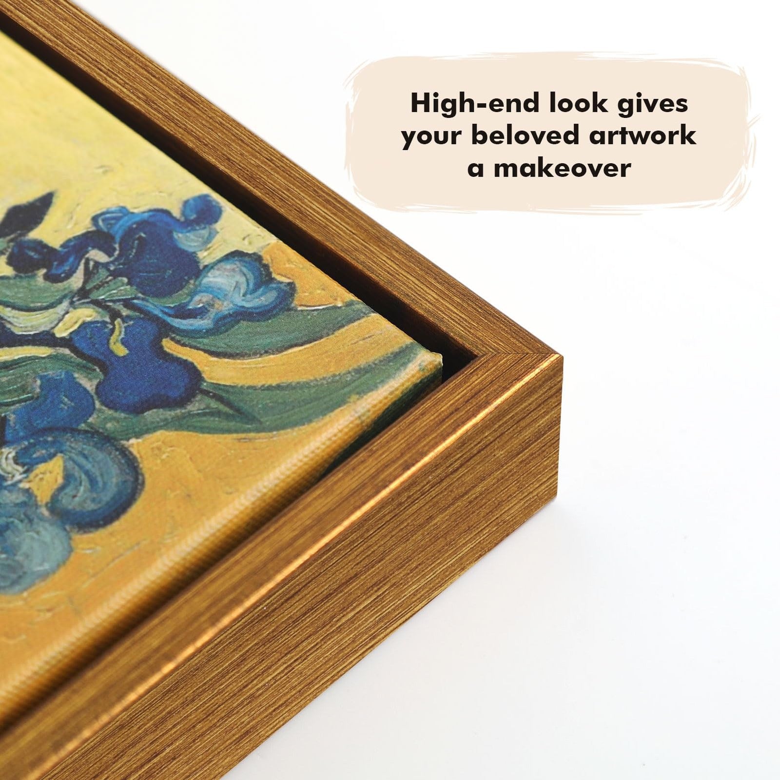 FOLKOR floating frame for 5x7 canvas paintings, vintage style, 0.6-0.8 inch depth, set of three frames with a classic design.