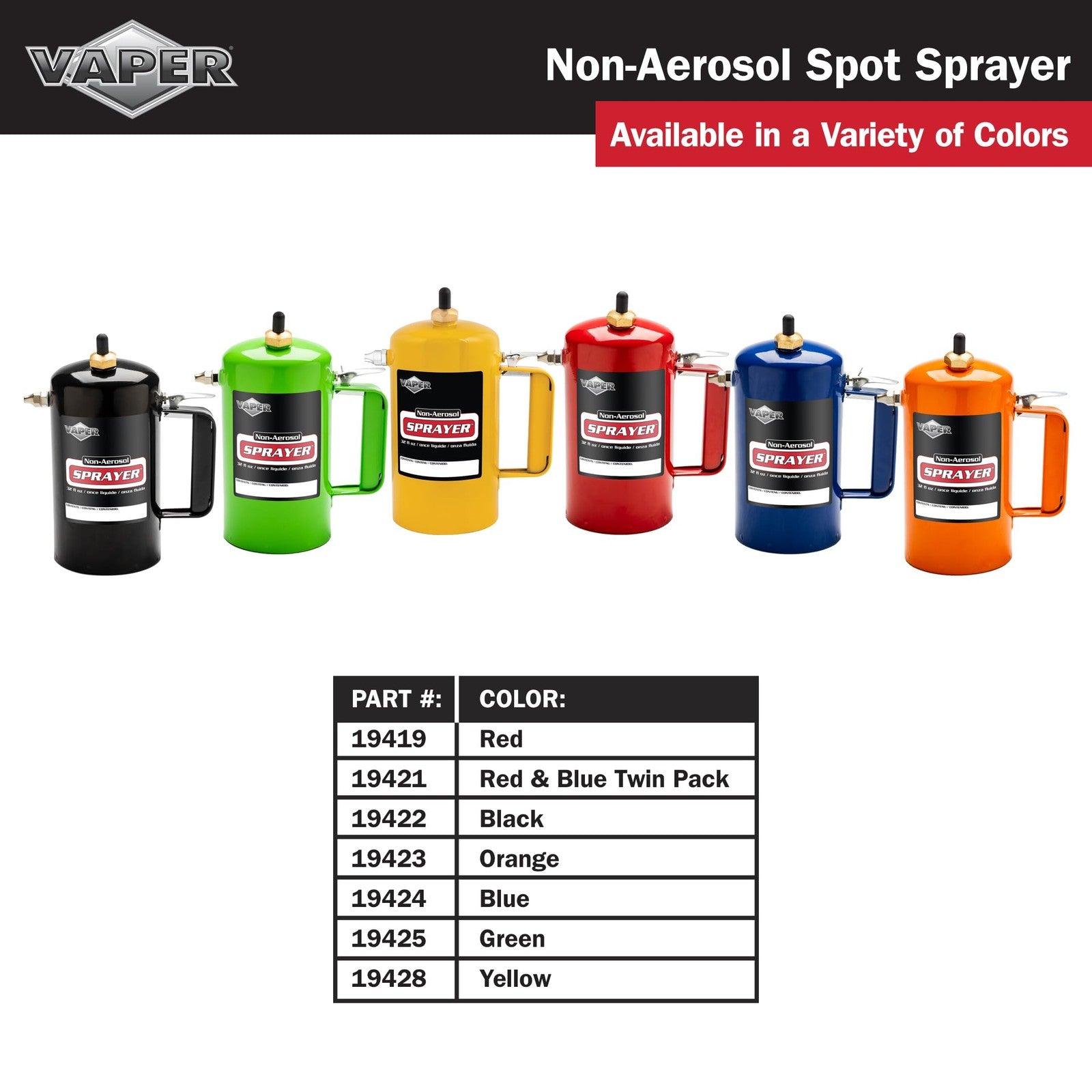 Vaper 19428 Spot Spray Non-Aerosol Sprayer in yellow, handheld spray bottle for targeted application, close-up view.