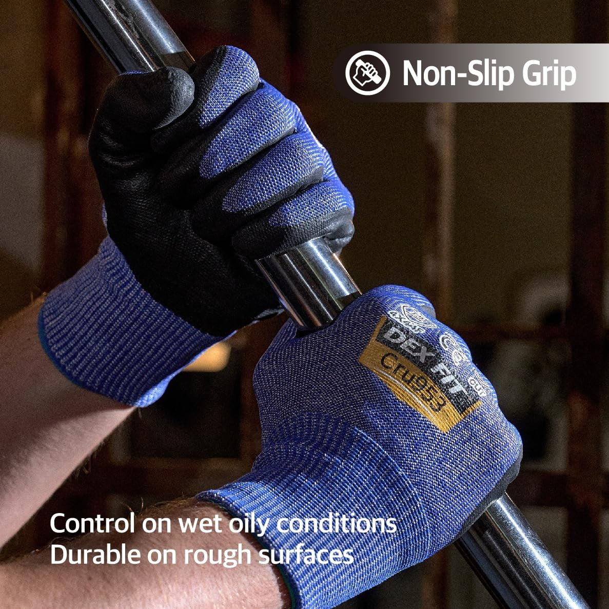 Dex Fit Cut Resistant Gloves Cru953 with Level A8 tungsten protection, featuring a comfortable, itch-free 3D design.