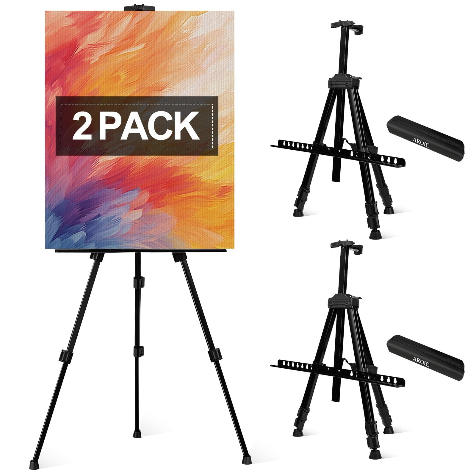 AROIC art painting artist easel stand for displaying or working on artwork, portable and adjustable for various canvas sizes.