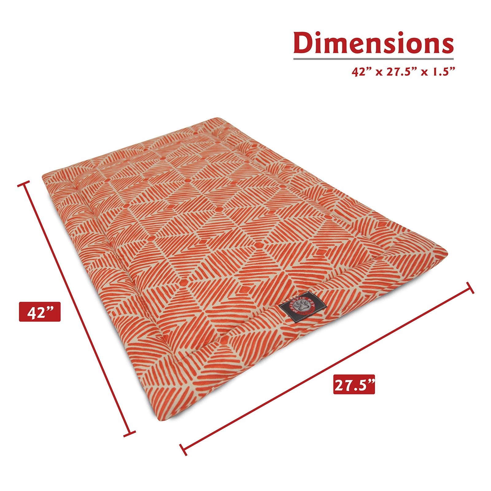 42-inch Charlie Salmon Orange Crate Dog Bed Mat by Majestic Pet featuring a soft, cushioned surface in vibrant salmon orange color.