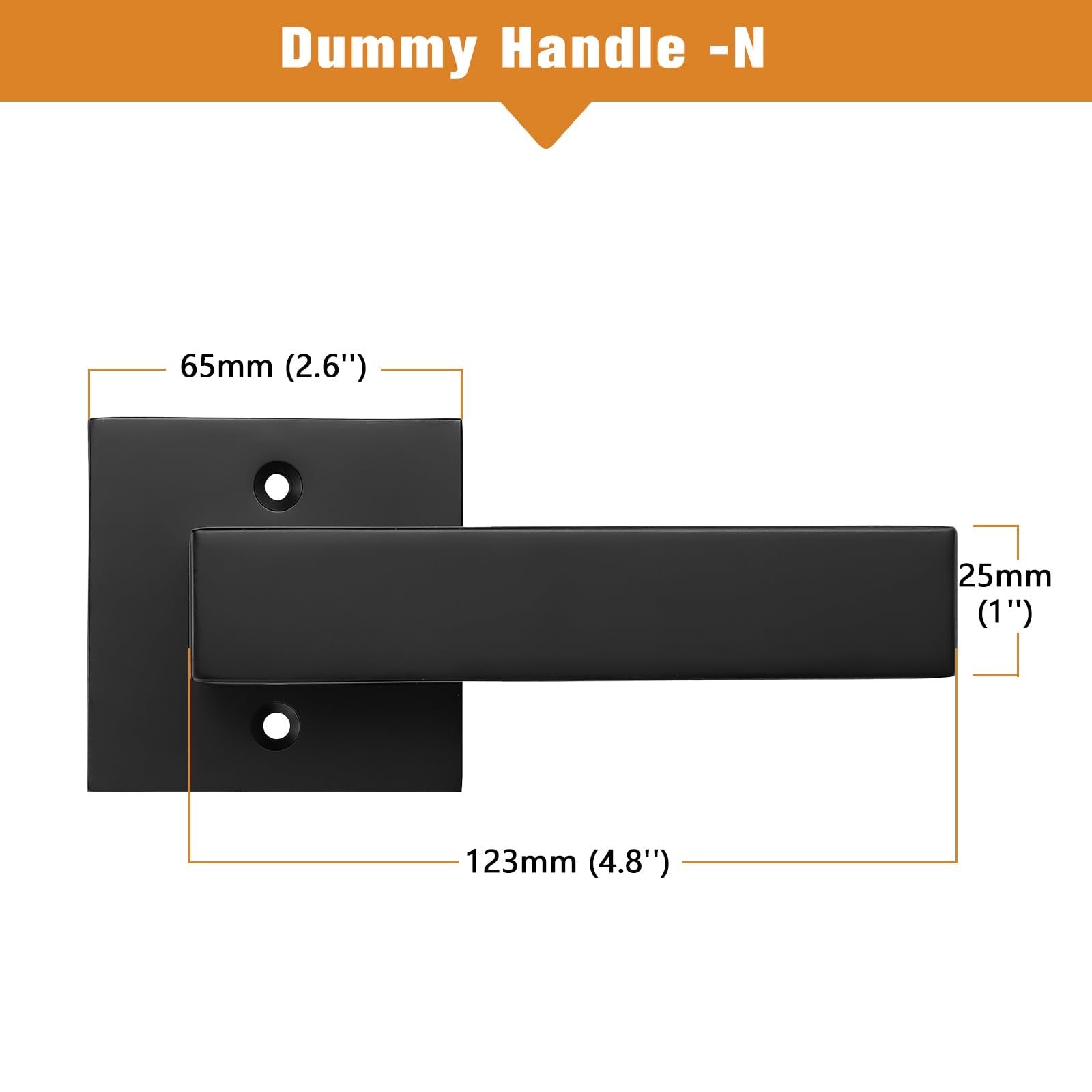 Probrico non-turning half-dummy lever handle in matte black stainless steel with a square design for door hardware.