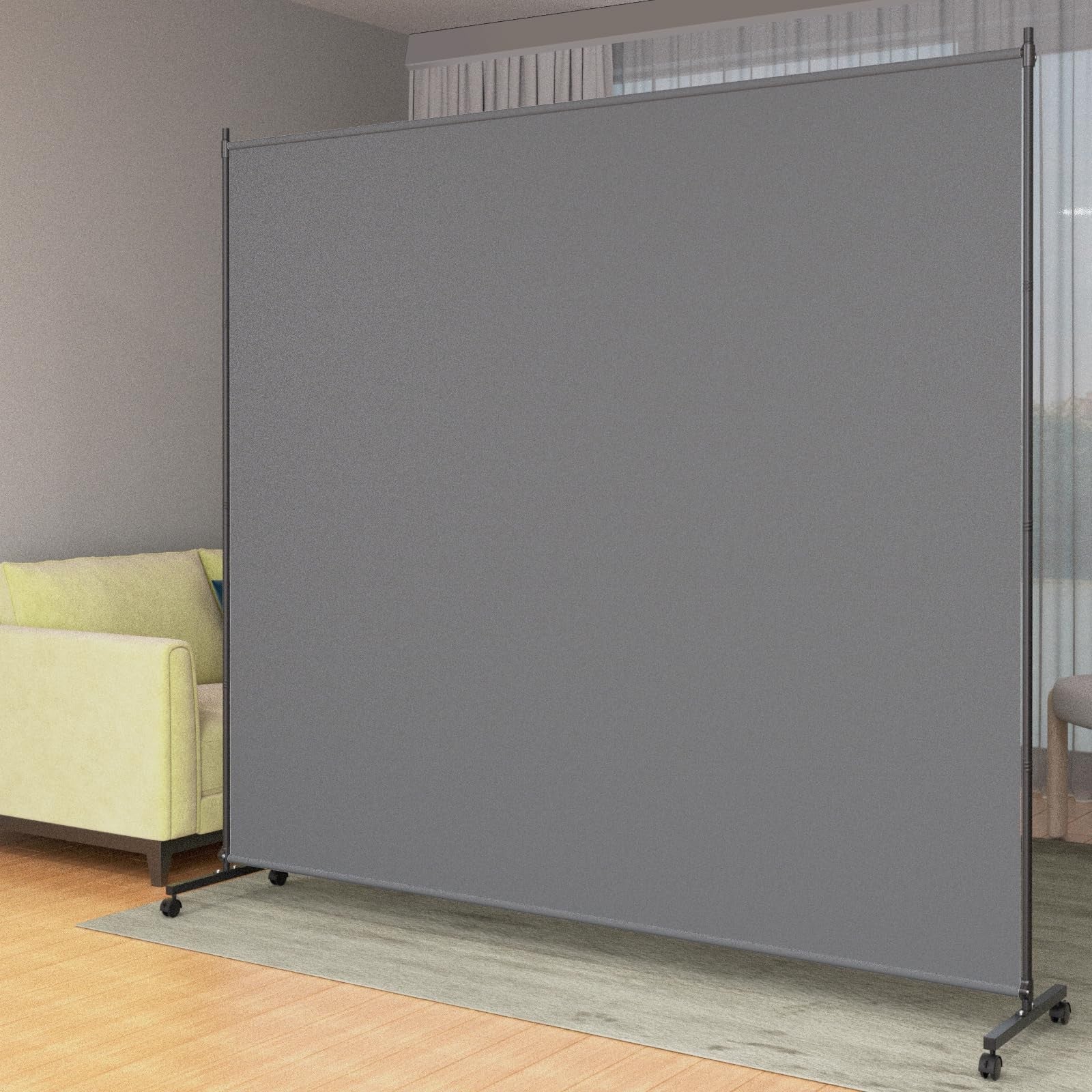 VAMFUTRE single panel room divider with caster wheels and brakes, lightweight privacy screen for flexible room separation