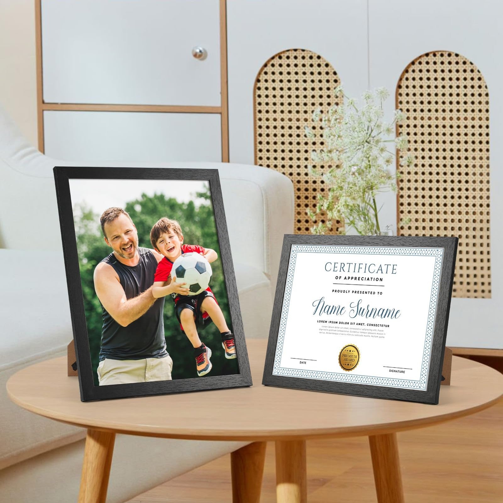 Set of 18 black PHAREGE 8.5 x 11 certificate picture frames, perfect for displaying documents or photos.