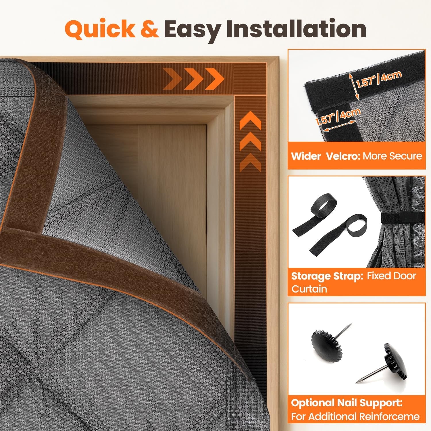Vidoya magnetic thermal insulated door curtain fitting a 36x80 inch door, designed to block drafts and maintain indoor temperature.