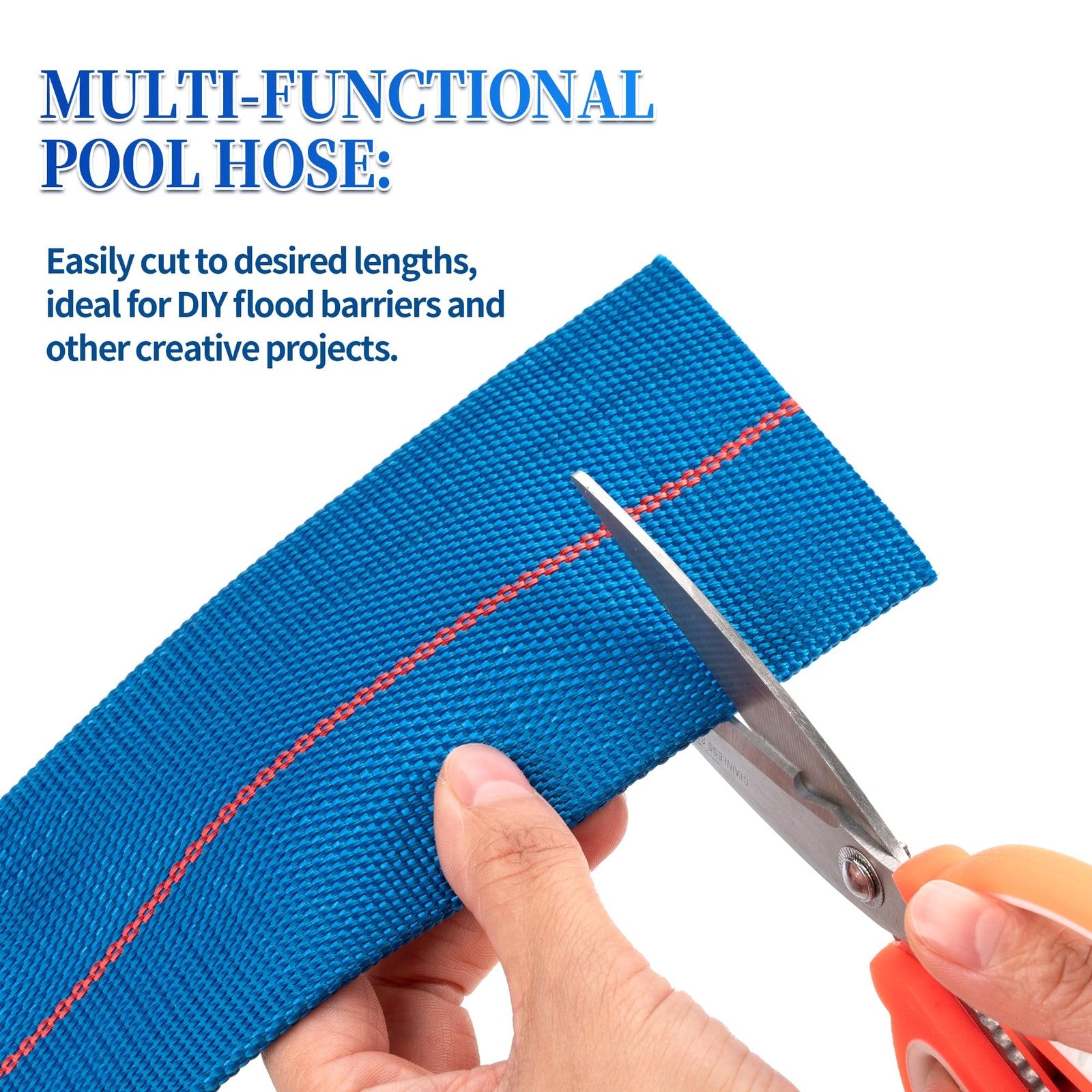 Heavy-duty Geowaky 2-inch ID pool backwash hose, 65.6 feet long, made of durable PVC for swimming pool discharge.