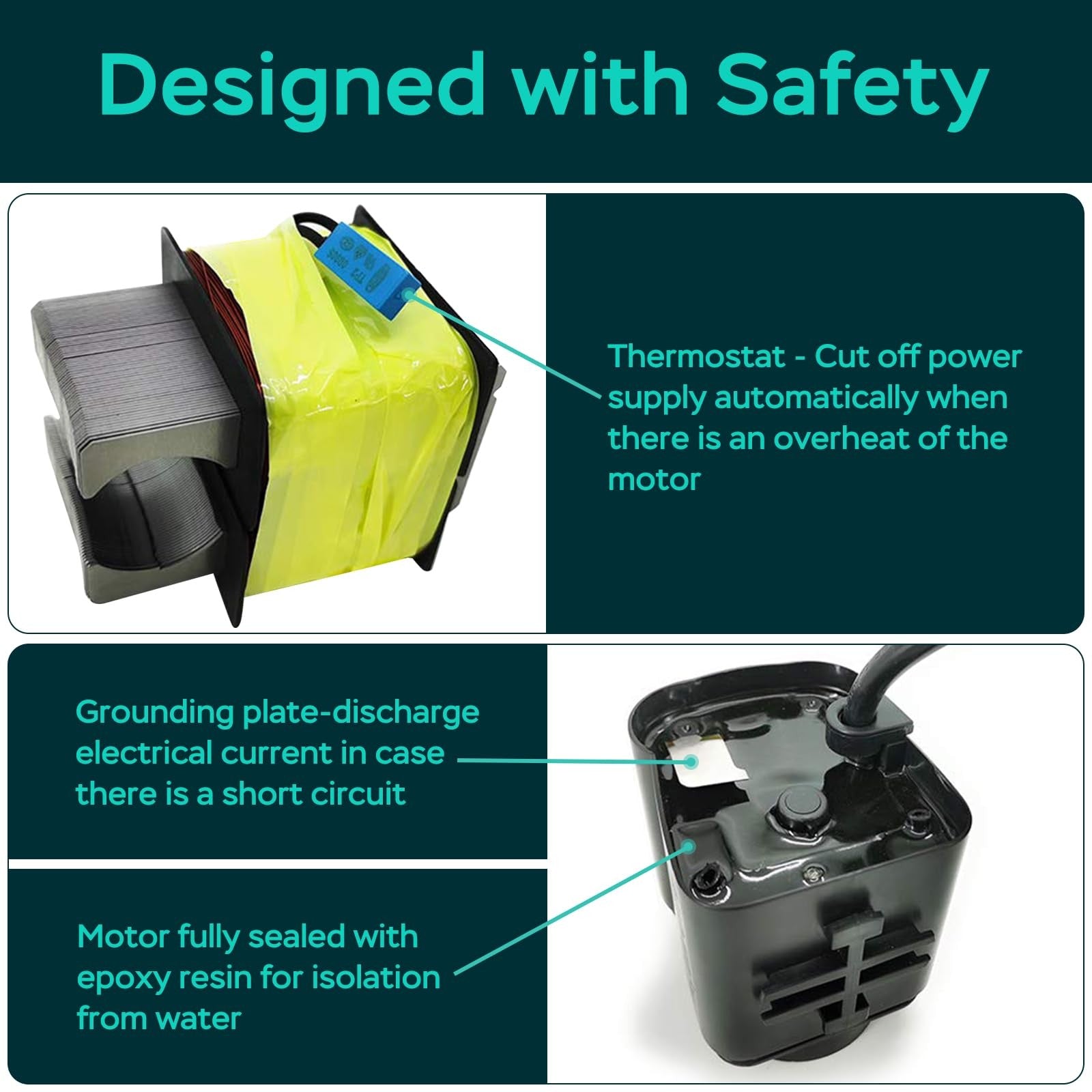 AquaMiracle 1160 GPH submersible water pump with 11.5 ft lift, suitable for ponds and aquariums, shown submerged in water