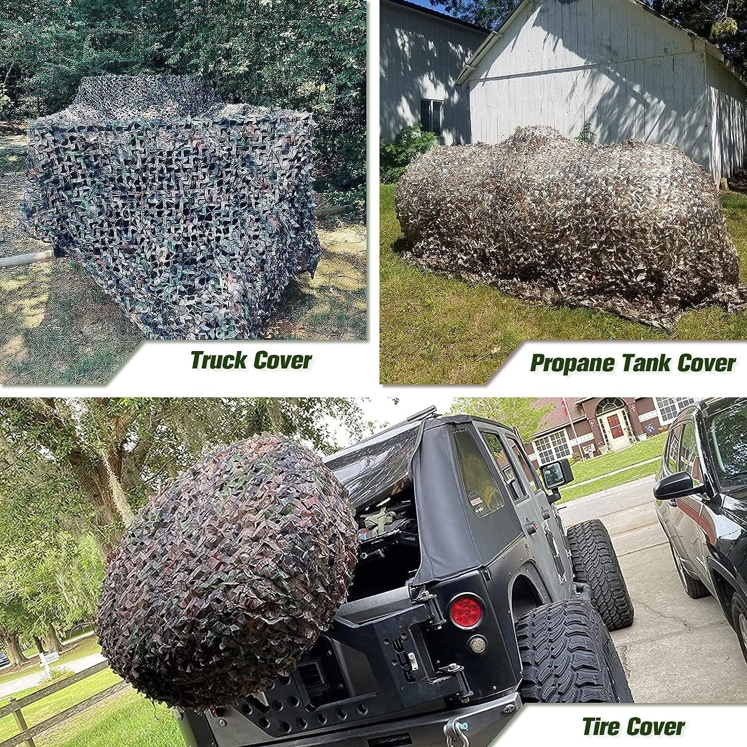 Unbranded camouflage netting mesh for military surplus hunting blinds, featuring green and brown camo patterns for concealment.