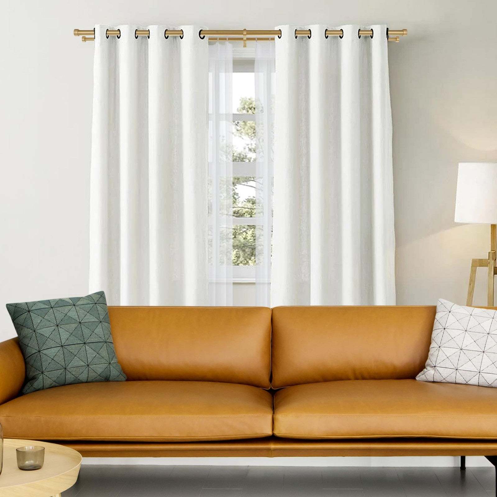 Lwiiom warm gold aluminum double curtain rods adjustable 36-72 inches with end caps and brackets
