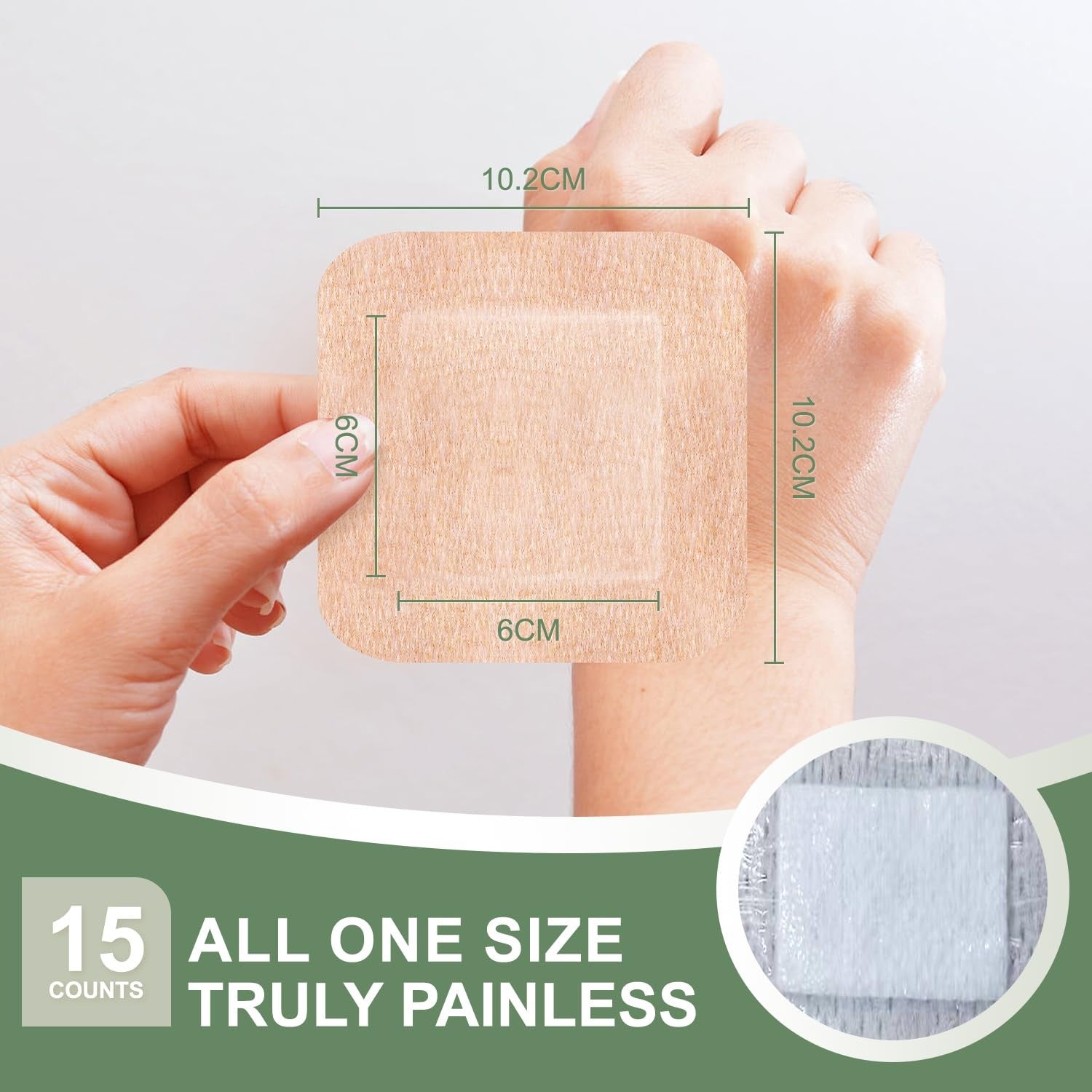 Hysimedy silicone adhesive bandages in extra large size for sensitive, fragile skin, shown on a medical display.