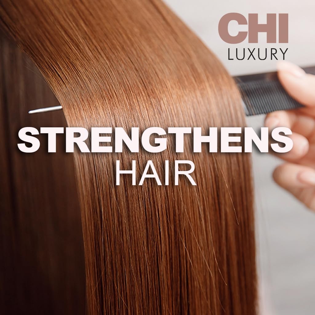 CHI Luxury Black Seed Oil Blend gentle cleansing shampoo with moisture replenishment, showcasing a sleek black bottle and natural ingredients.