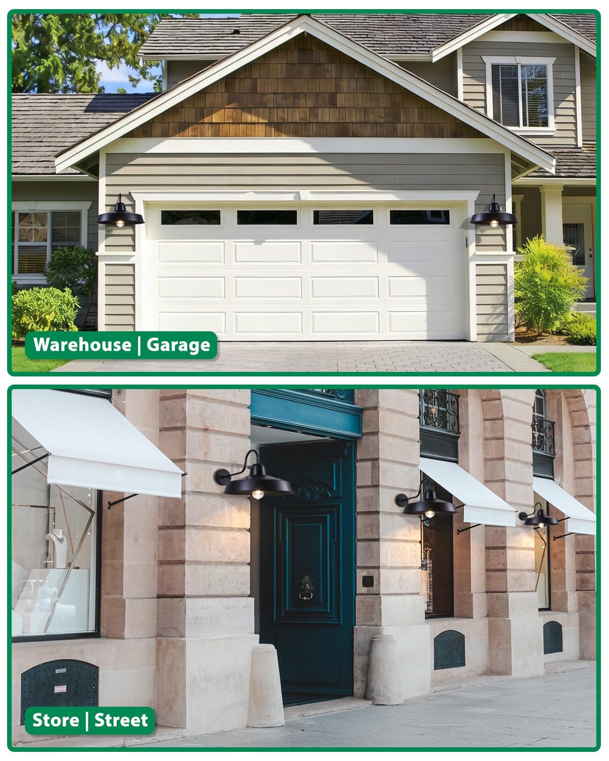 Large outdoor barn wall lights by Mloukuku, 16-inch farmhouse fixtures in a 2-pack, suitable for rustic exterior lighting.