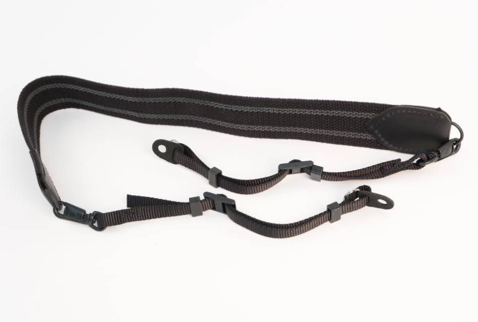 Black Domke 1.5-inch Web Strap Swivel camera strap with adjustable length and swivel hooks for secure camera carrying.