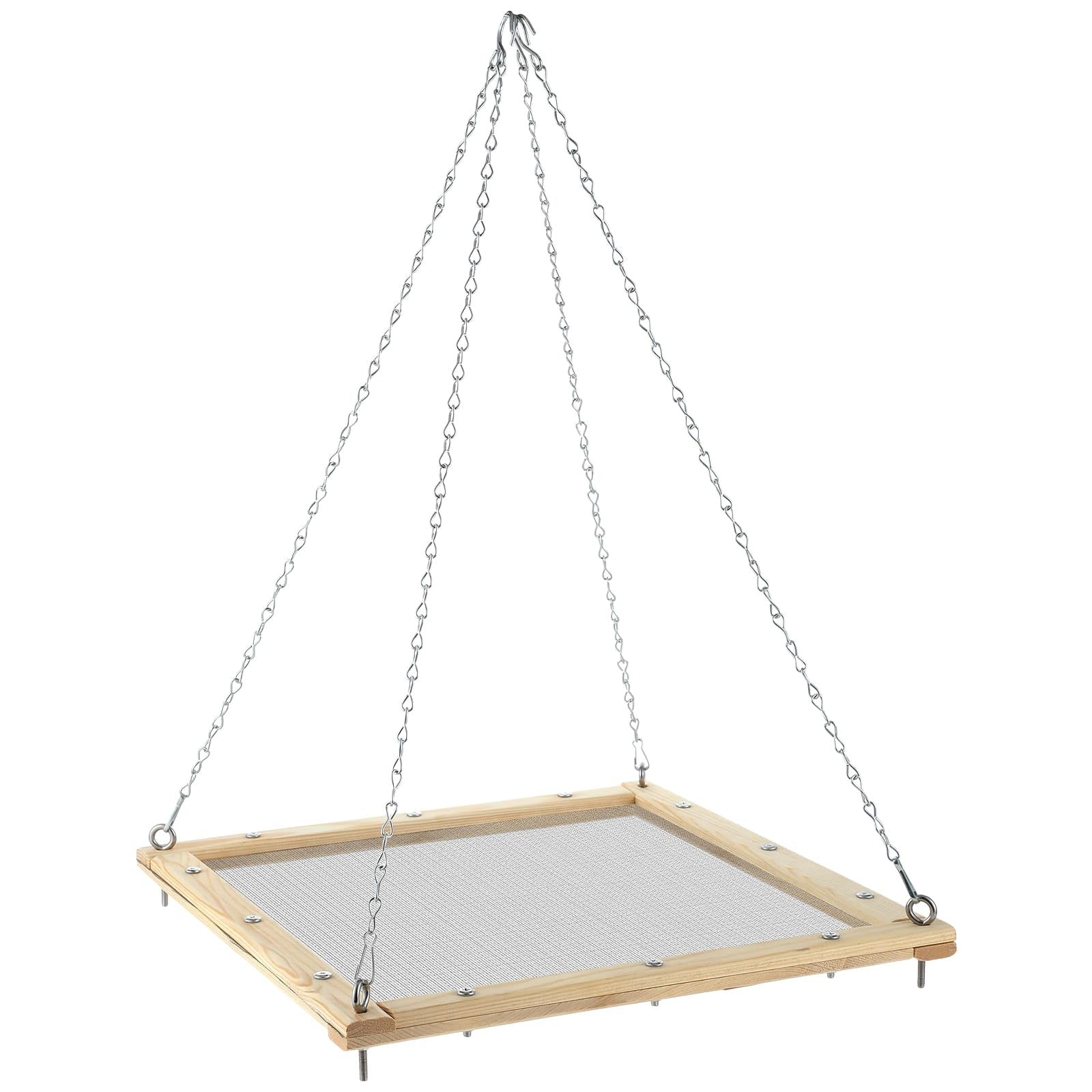 Kritkin 16-inch wooden bird seed catcher tray with hanging design, ideal for outdoor bird feeding stations