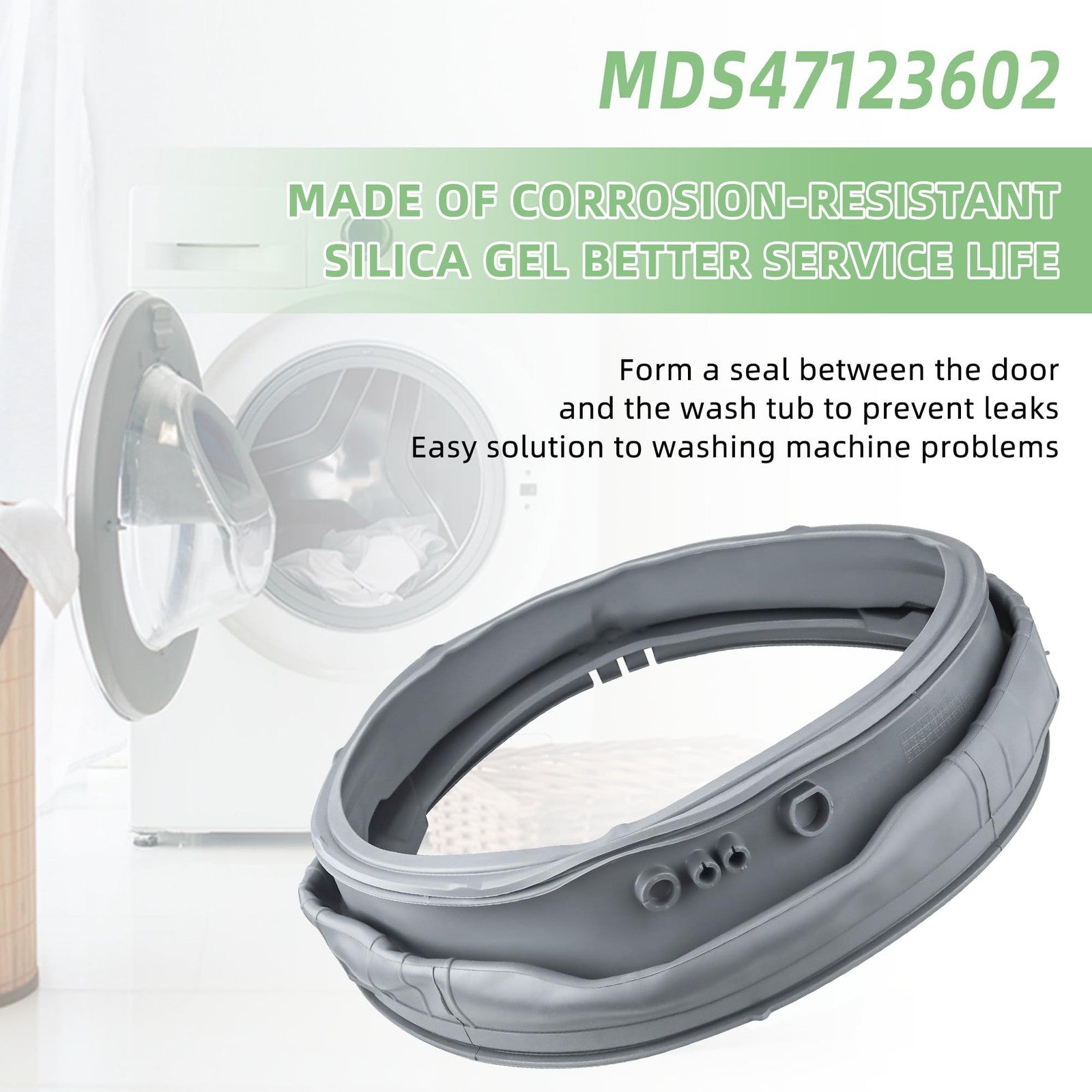 AMI PARTS washer door seal gasket for LG and Kenmore washing machines, showing the flexible rubber gasket in the image.